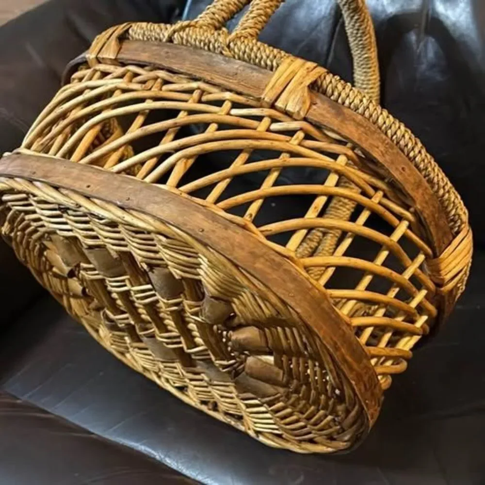 Vintage Woven Wicker Basket with Handle